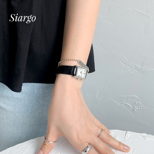 시아르고 펜넬 컬렉션 여자 사각 가죽 시계 이미지